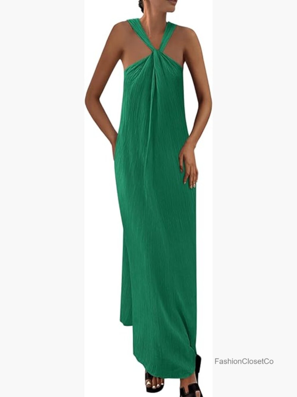 Sleeveless Strappy Loose Flowy Maxi Dress with Pockets - Picture 1 of 7